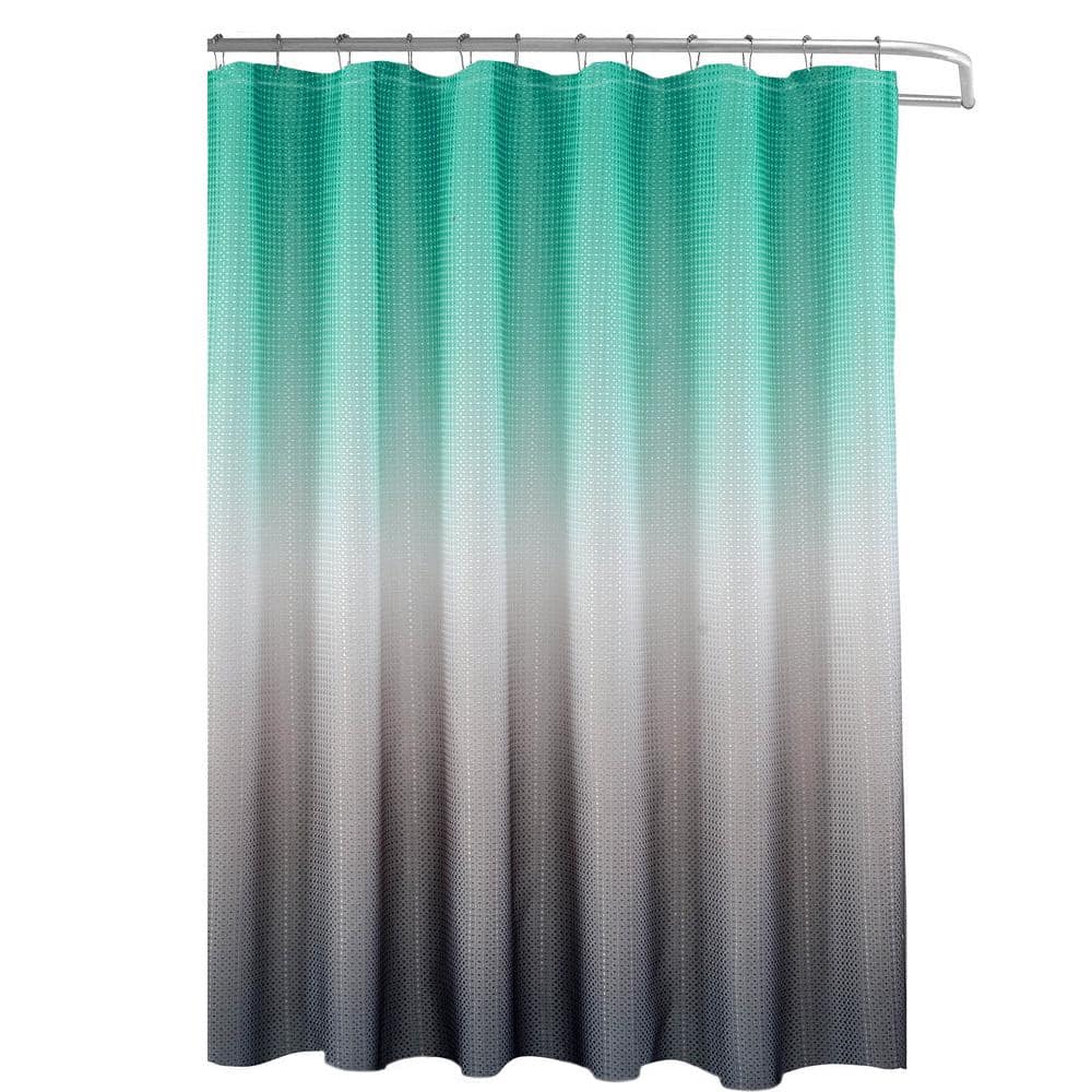 Texture Printed Shower Curtain Set, Ombre Teal Shower Curtain