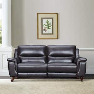 Lizette 78 in. Slope Arm Leather Rectangle Power Recliner Sofa in. Brown