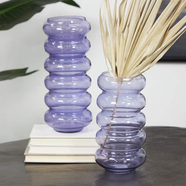 Novogratz Purple Bubble Glass Decorative Vase (Set of 2)