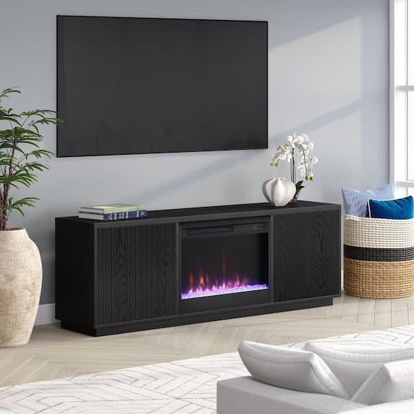 Meyer&Cross Hanson 70 in. Black Grain TV Stand Fits TV's up to 75