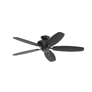 Renew 52 in. Indoor Satin Black Dual Mount Ceiling Fan with Pull Chain for Bedrooms or Living Rooms