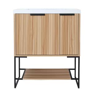 Anky 29.5 in. W x 18.1 in. D x 35 in. H Single Sink Bath Vanity in Maple with White Resin Top