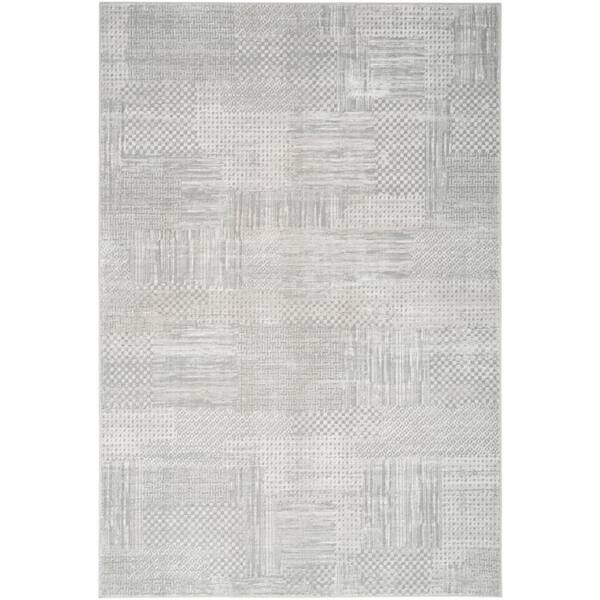 Nourison Home Glam Silver Grey 8 ft. x 10 ft. Contemporary Area Rug ...