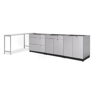 Stainless Steel 4-Piece 120 in. W x 36.5 in. H x 24 in. D Outdoor Kitchen Cabinet Set without Counter Tops