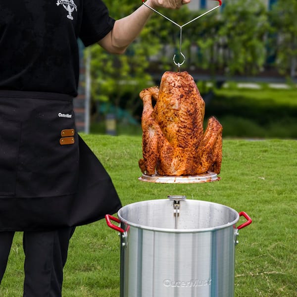 30 qt. Aluminum Turkey Fryer with Inner Basket for Outdoor Cooking Turkey,Seafood,Crawfish,50,000 BTU Burner