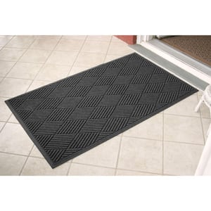 Weatherguard Pro Diamonds 35 in. x 59 in.  PET Polyester Indoor Outdoor Door Mat Charcoal