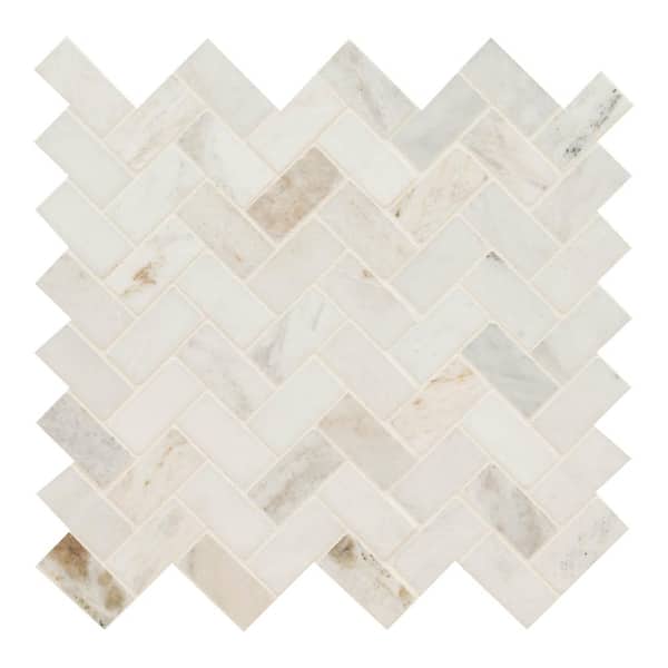 MSI Arabescato Venato White 11.63 in. x 11.63 in. x 9.6 mm Honed Marble Mosaic Tile (9.40 sq. ft./Case)