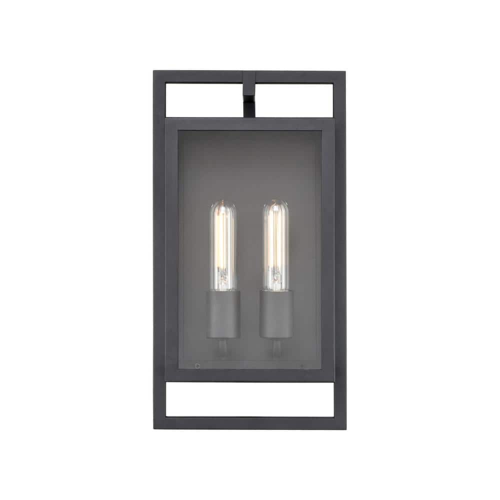 UPC 842639043054 product image for Agatha 15.6 in. 2-Light Textured Black Outdoor Hardwired Coach Wall Sconce with  | upcitemdb.com