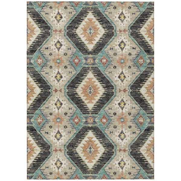 Chantille Machine Washable Indoor/Outdoor Abstract ACN2210 Black 3 ft. x 5 ft. Area Rug