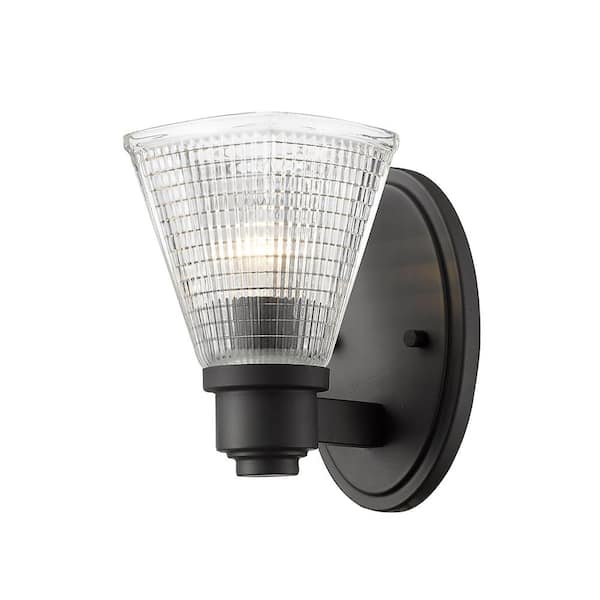 Unbranded Intrepid 5 in. 1-Light Bronze Wall Sconce Light with Clear Glass Shade with No Bulb(s) Included