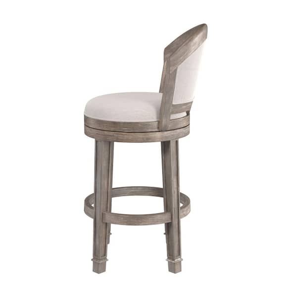 Monae 30 in. Distressed Dark Gray Swivel Bar Stool
