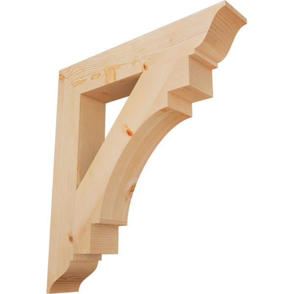 Ekena Millwork 5-1/2 in. x 38 in. x 34 in. Douglas Fir Merced Traditional Smooth Bracket