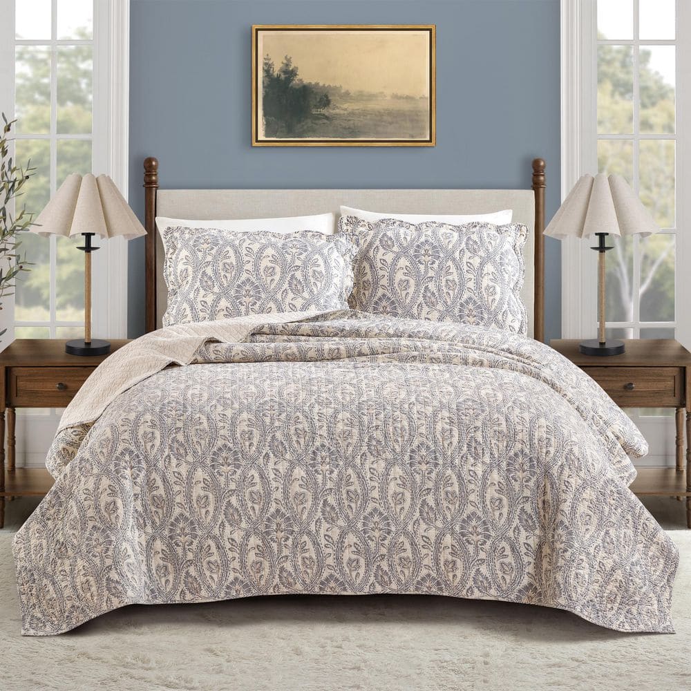 Jonas Hundred 3-Piece Cream/Gray Medallion Cotton King Quilt Set price history on PriceWatchPro