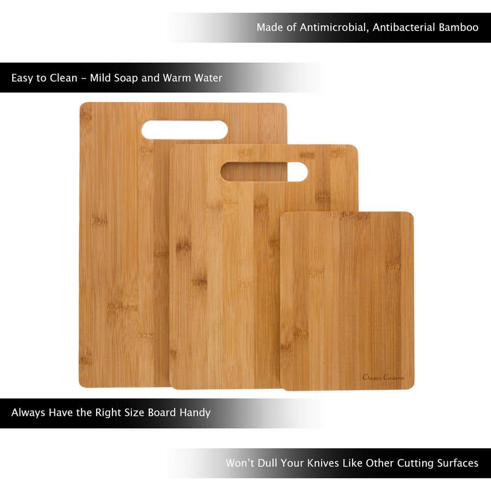 3-Piece Wooden Bamboo Cutting Board Set - thumbnail 3