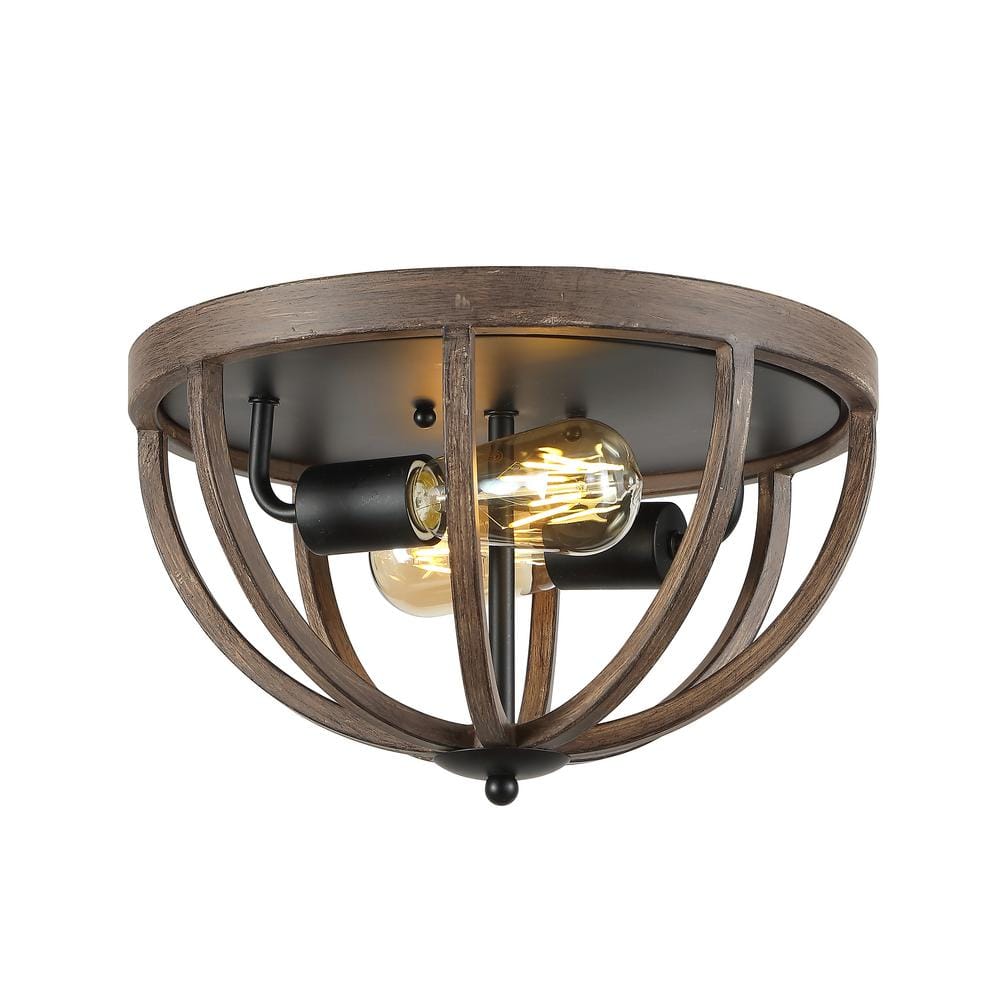Darlene 13" Rustic Brown Iron LED Flush Mount Light