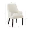 Dining armchair with dimension measurements.
