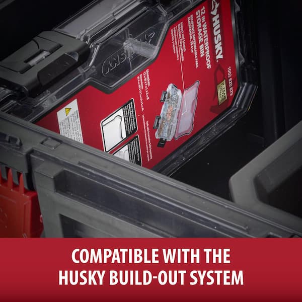 Husky - Build-Out 12 in. Modular Tool Storage Waterproof Storage Bin