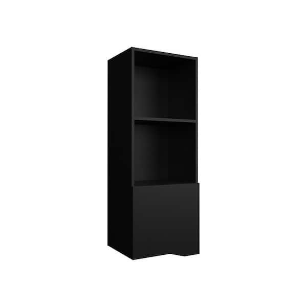 16.10 in. W x 13.40 in. D x 43.30 in. H Bathroom Storage Wall Cabinet in Black with Door