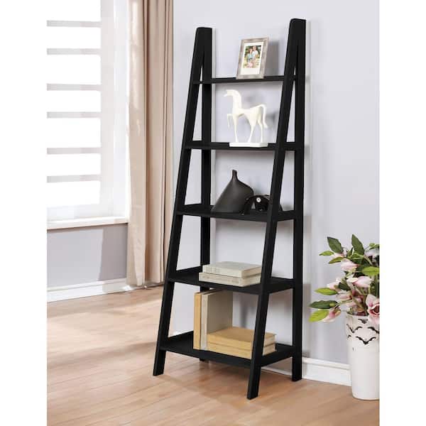 Black bookcase ladder sales
