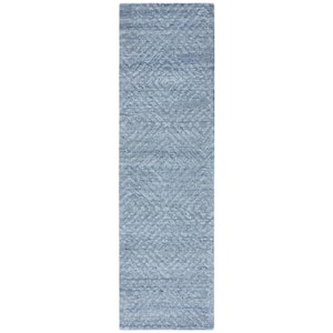 Abstract Blue 2 ft. x 4 ft. Striped Diamonds Area Rug