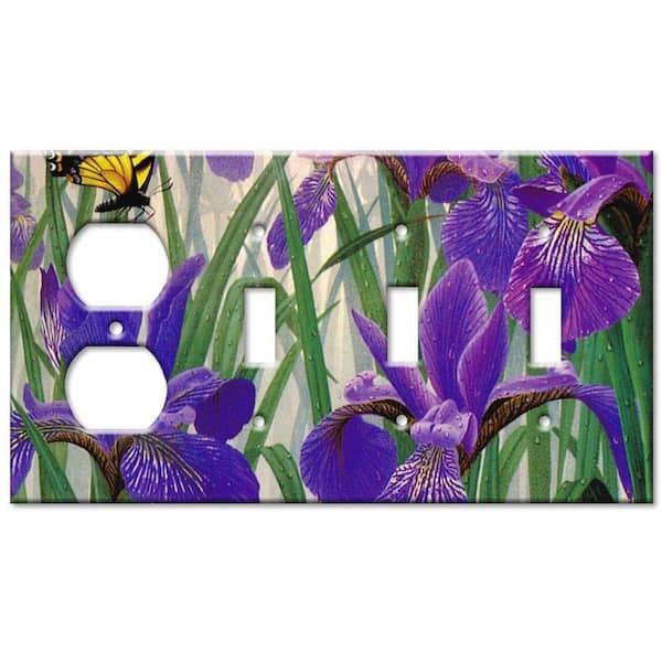 Art Plates Purple 4-Gang 3-Toggle/1-Duplex Wall Plate