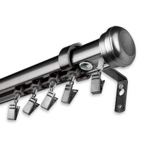 28 in. - 48 in. Cordless Telescoping Traverse Curtain Rod Kit in Pewter with Rosen Finial