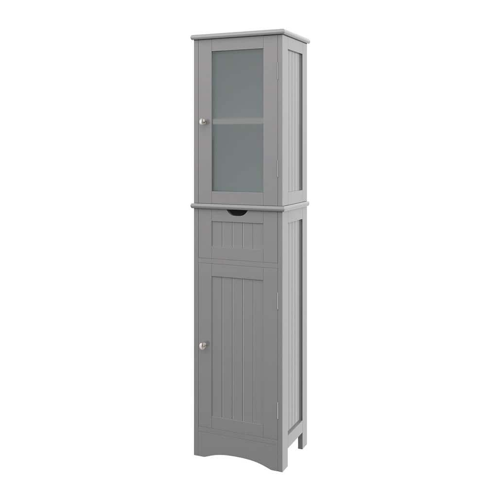 Costway 15.5 in. W x 12 in. D x 67 in. H Gray Bathroom Tall ...