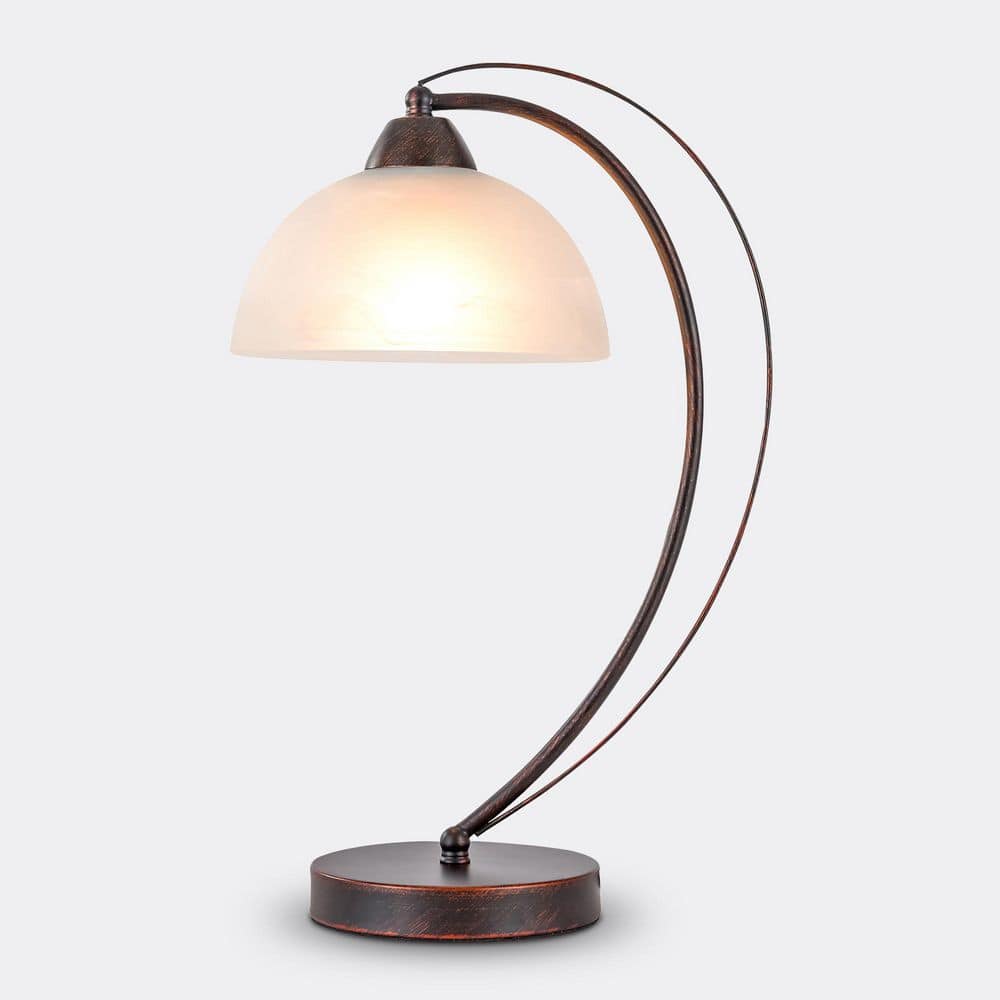 Elegant Curve 17.71 in. Bronze Finish Desk Lamp with No Adjustable Lamp Head and Frosted Glass Shade price history on PriceWatchPro