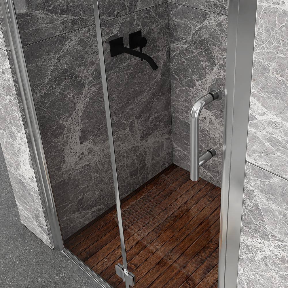 36" x 72" Chrome Semi-Frameless Bifold Shower Door with Clear Glass