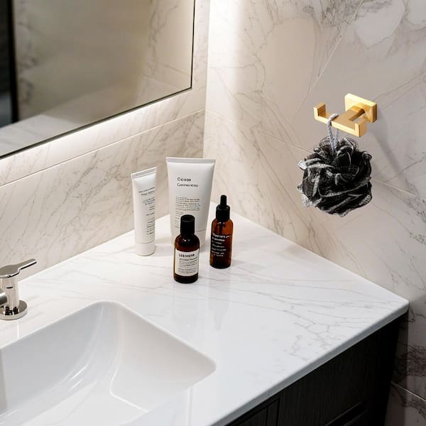 SUS304 Stainless Steel Knob Double Robe/Towel Hook Bath Towel Hook Wall Mounted Coat Rack in Brushed Gold