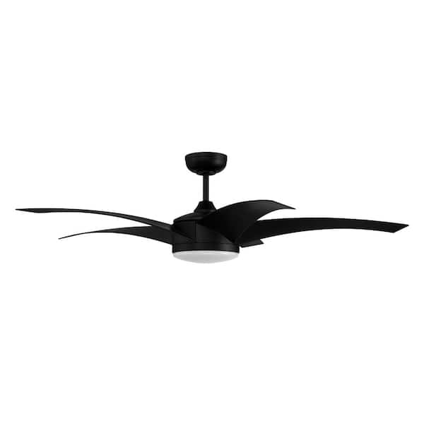 CRAFTMADE Pursuit 54 in. Indoor/Outdoor Flat Black Finish Ceiling Fan with Smart Wi-Fi Enabled Remote and Integrated LED Light