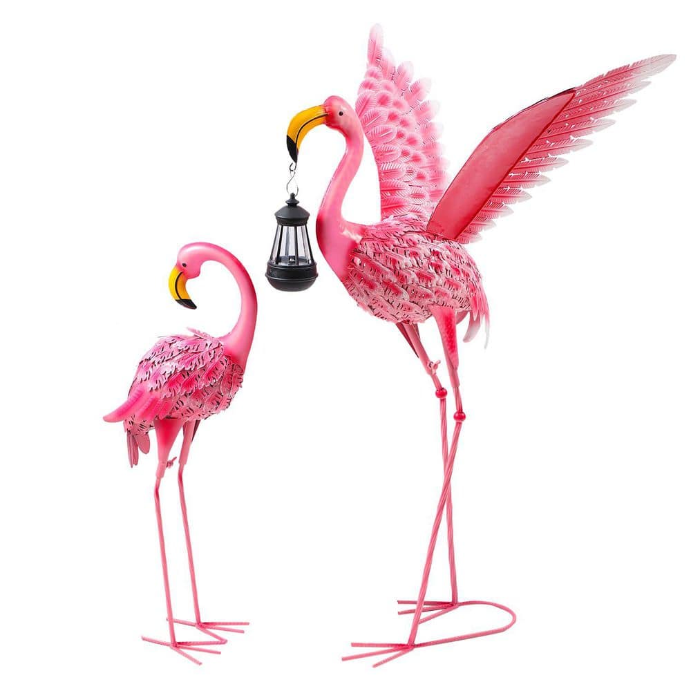 39.37 in. and 24.8 in. H Pink Metal Garden Statues Flamingo Sculptures Yard Art price history on PriceWatchPro