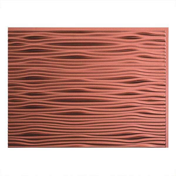 Fasade 18.25 in. x 24.25 in. Argent Copper Waves PVC Decorative Tile Backsplash