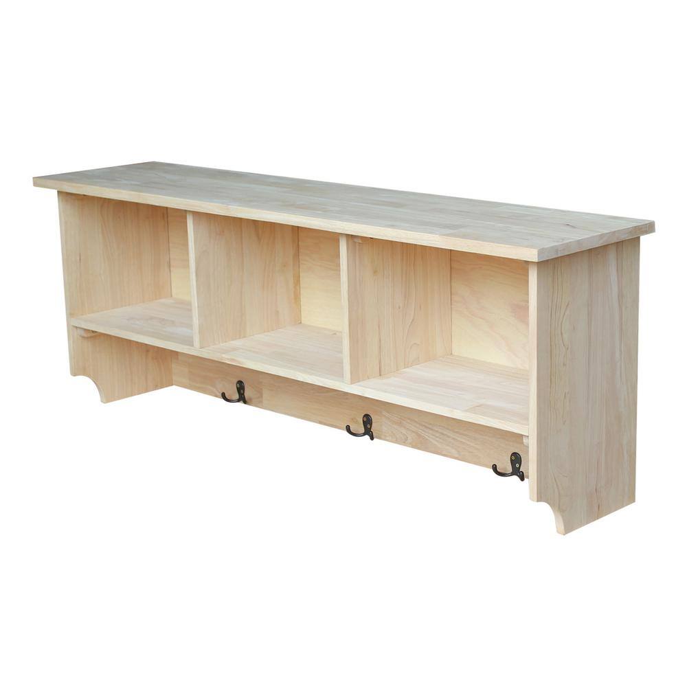 Wall Shelf with Storage in Unfinished Wood - thumbnail 3