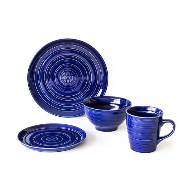 Over and Back 16-Piece Casual Blue Dinnerware Set (Service for 4)