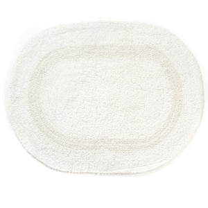 Oval Tub Mats Ivory 17 in. x 24 in. Bath Mat