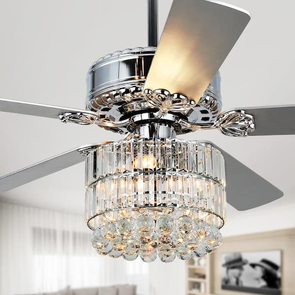 Oaks Aura Coburg 52 in. Indoor Chrome Crystal Drum Ceiling Fan