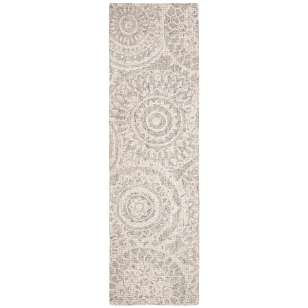 SAFAVIEH Abstract Ivory/Gray 2 ft. x 6 ft. Geometric Medallion Runner Rug
