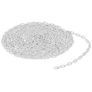 3/16 in. Thickness White Steel Bollard Safety Chain Per Foot