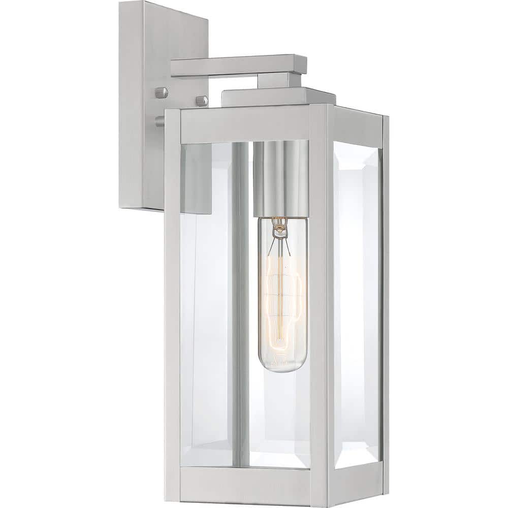 Westover 14.25" Stainless Steel Outdoor Wall Lantern with Clear Glass
