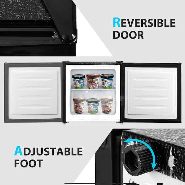Kismile Chest Freezer, Black 5 Cu ft Compact Mini Freezer with Low Noise & Energy Saving, Deep Freezer with Removable Basket