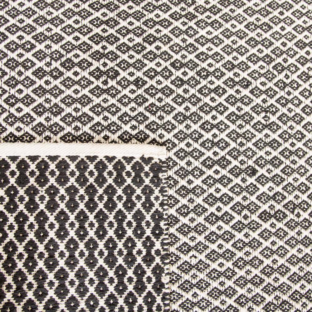 Ivory and Black Handwoven Cotton-Wool 8' x 10' Flatweave Rug