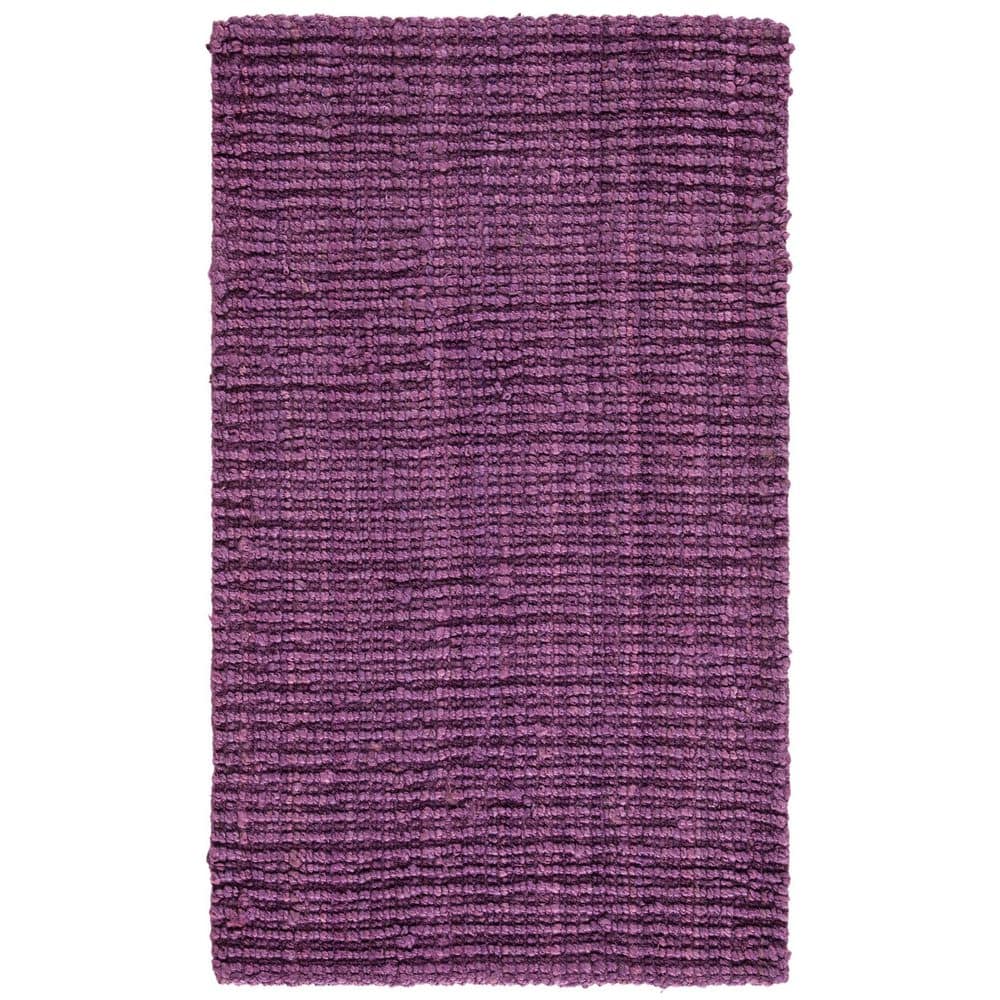 SAFAVIEH Natural Fiber Purple 3 ft. x 5 ft. Woven Crosstitch Area Rug ...
