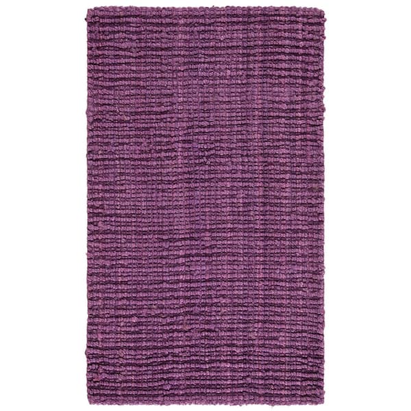 Natural Fiber Purple 3 ft. x 5 ft. Woven Crosstitch Area Rug