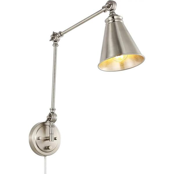 WINGBO Nickel Swing Arm Wall Lamp, 1-Light Swing Arm Wall Sconce WBWL ...