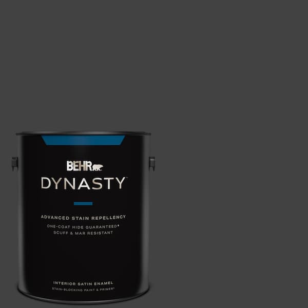 BEHR DYNASTY 1 gal. #BNC-38 Spade Black Satin Enamel Interior Stain-Blocking Paint & Primer