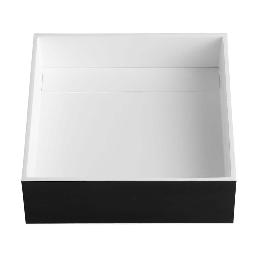 Black and White Square Resin Sink with Concealed Drain