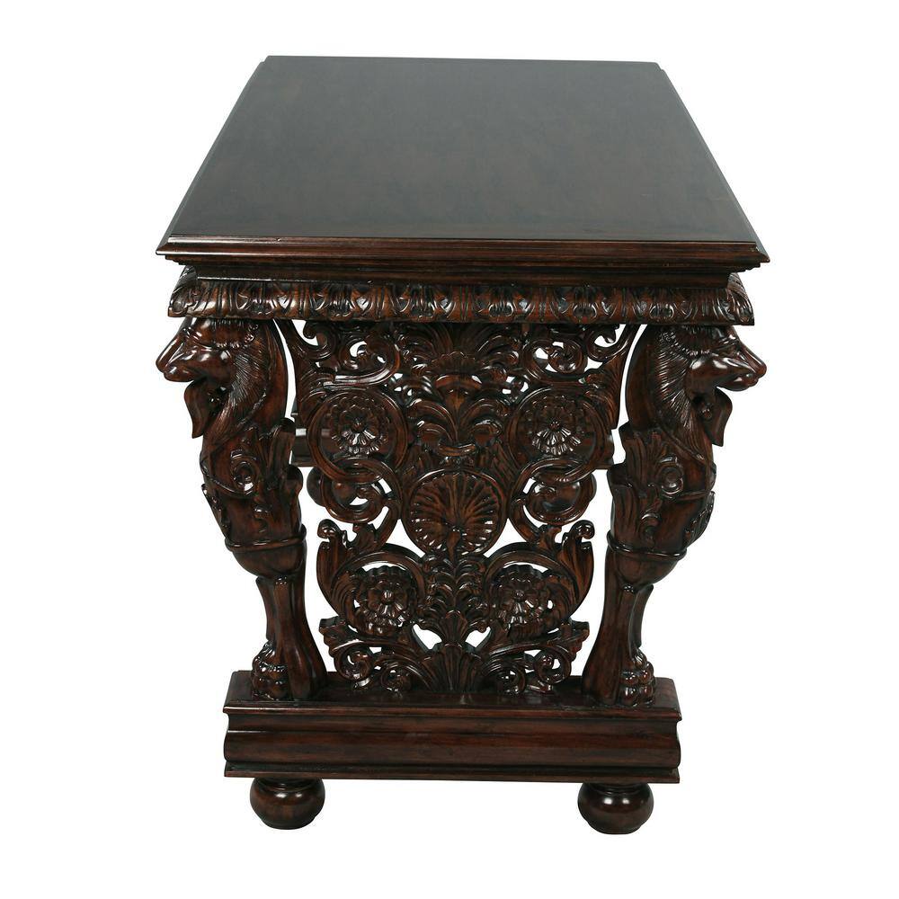 Gryphon Carved Mahogany 55'' Writing Desk in Brown