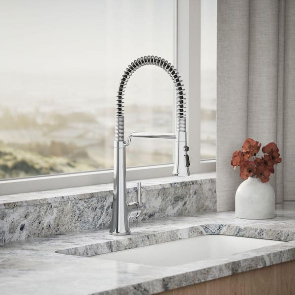 Tone Single Handle Pull Down Sprayer Kitchen Faucet in Polished Chrome