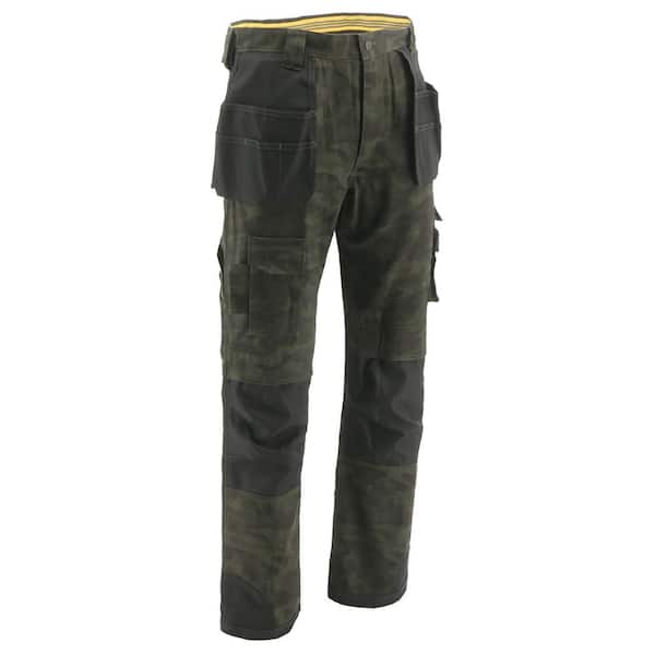 Caterpillar Trademark Men's 44 in. W x 30 in. L Night Camo Cotton/Polyester Canvas Heavy-Duty Cargo Work Pant
